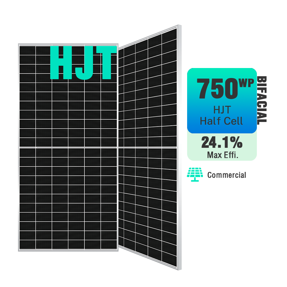 Nouveau panneau solaire biface double demi-cellule HJT 730W 740W 750W